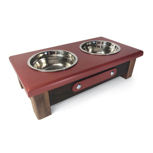 2 Bowl 4" High - Red Top | Black Walnut Bottom