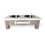 2 Bowl 4" High - White Top | Grey Red Oak Bottom