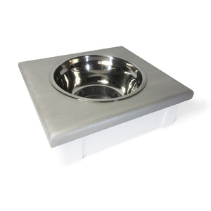 Raised Dog or Cat Bowl Stand - 1 Bowl 3"High - Silver Top | White Bottom