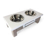 2 Bowl 4" High - White Top | Grey Red Oak Bottom