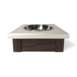 Raised Dog or Cat Bowl Stand - 1 Bowl 3" High - Cashmere Top | Black Walnut Bottom