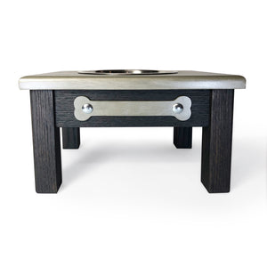 Raised Dog Bowl Stand - 1 Bowl 7” High - Green Top | Black Bottom