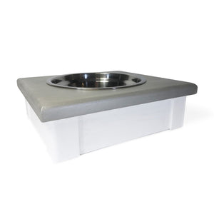 Raised Dog or Cat Bowl Stand - 1 Bowl 3"High - Silver Top | White Bottom