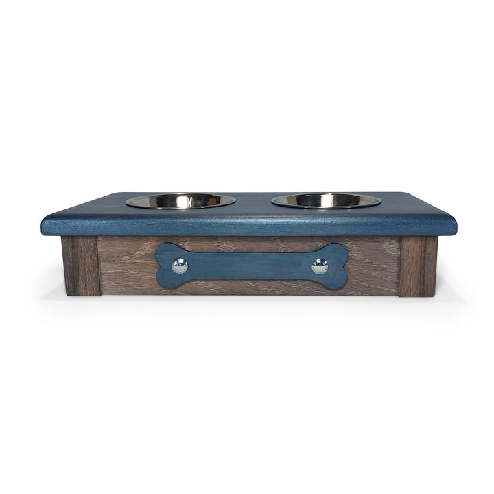 2 Bowl XS (3" H) - Steel Blue Top | Grey Red Oak Bottom